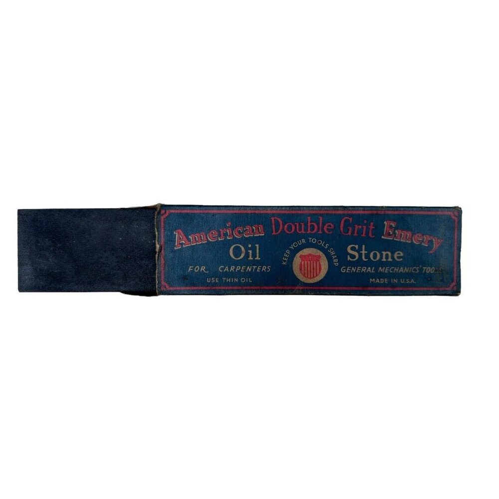 Vintage Double Grit American Emery Oil Stone No. AE-7 Original Box 7" x 2" used